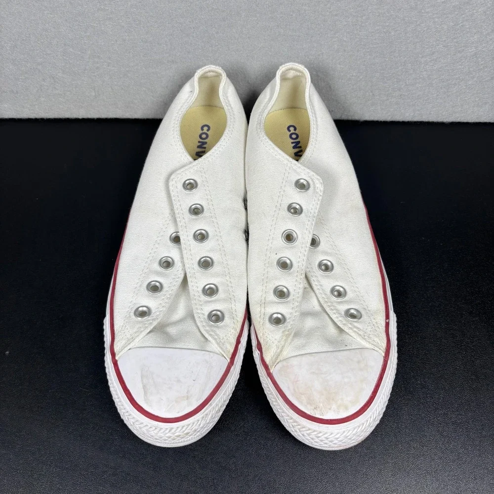 Converse Chuck Taylor All Star Slip On White Canvas Shoes Mens 8 Womens 10 READ